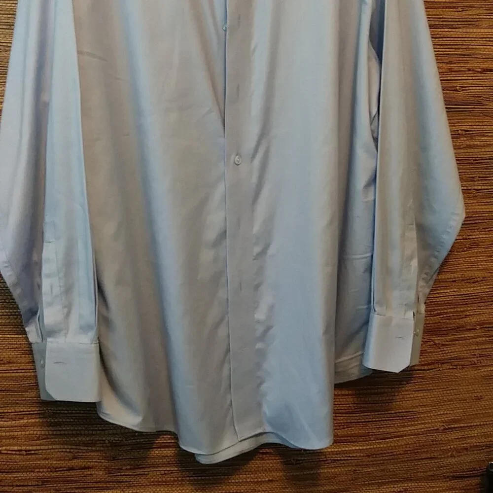 👔 LORENZO UOMO “Perfect White Shirt” Blue Trim Fit Shirt 17.5 / 34-35